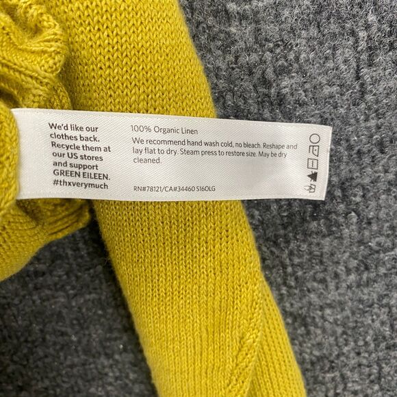 Eileen Fisher Sweater L Mustard Organic Linen Pullover Hippie Lagenlook Casual - Picture 6 of 8